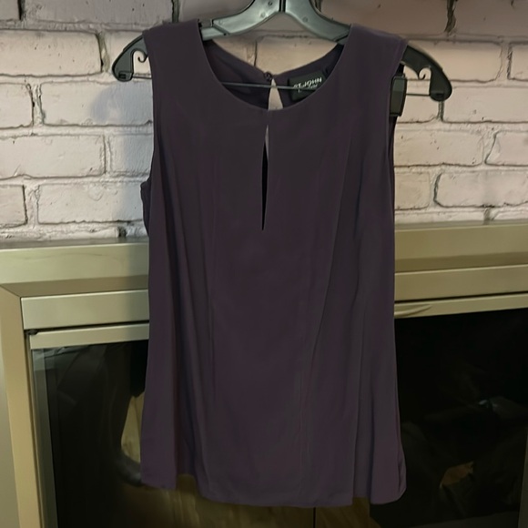 St. John Couture Purple Sleeveless Silk Blouse - Picture 1 of 5